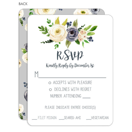 Gray and Ivory Roses Response Cards